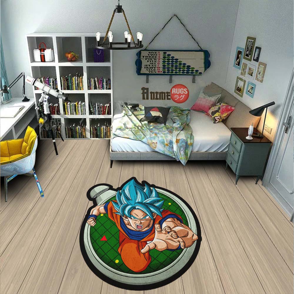 Goku Blue Shaped Rug Custom Dragon Ball Anime Room Decor-Animerugs