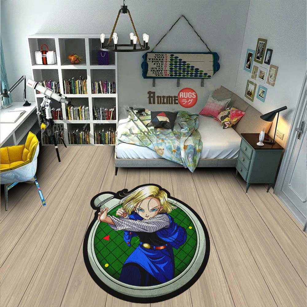 Android 18 Shaped Rug Custom Dragon Ball Anime Room Decor-Animerugs