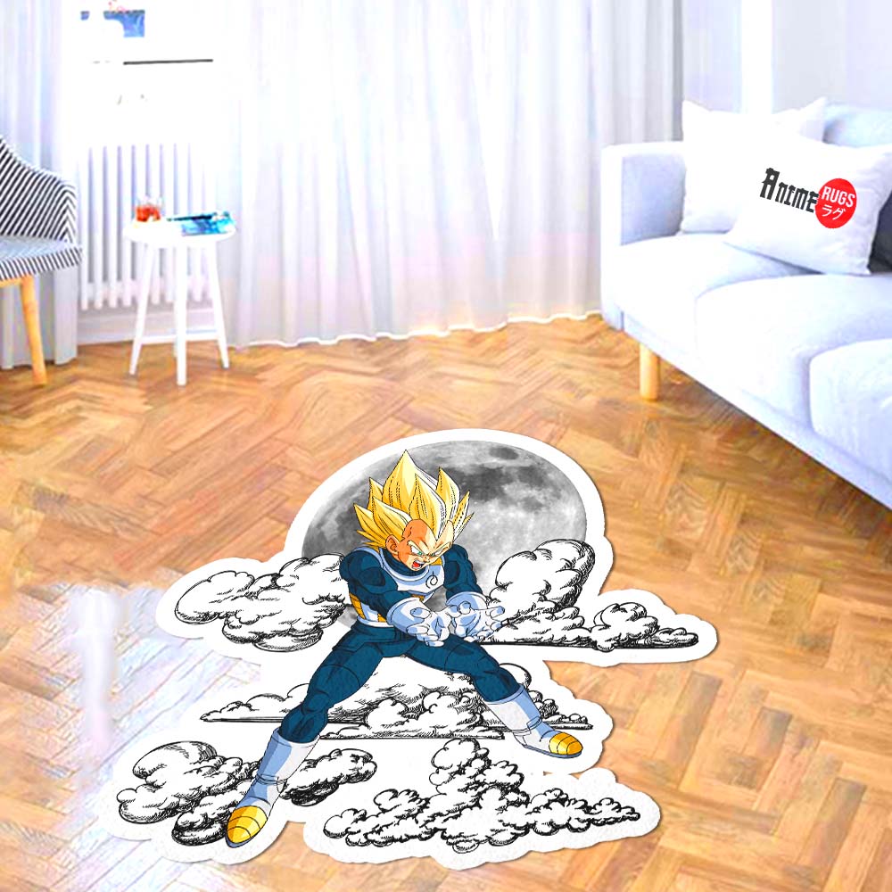 Vegeta SSJ Shaped Rug Custom Moon Clouds Dragon Ball Anime Room Decor-Animerugs
