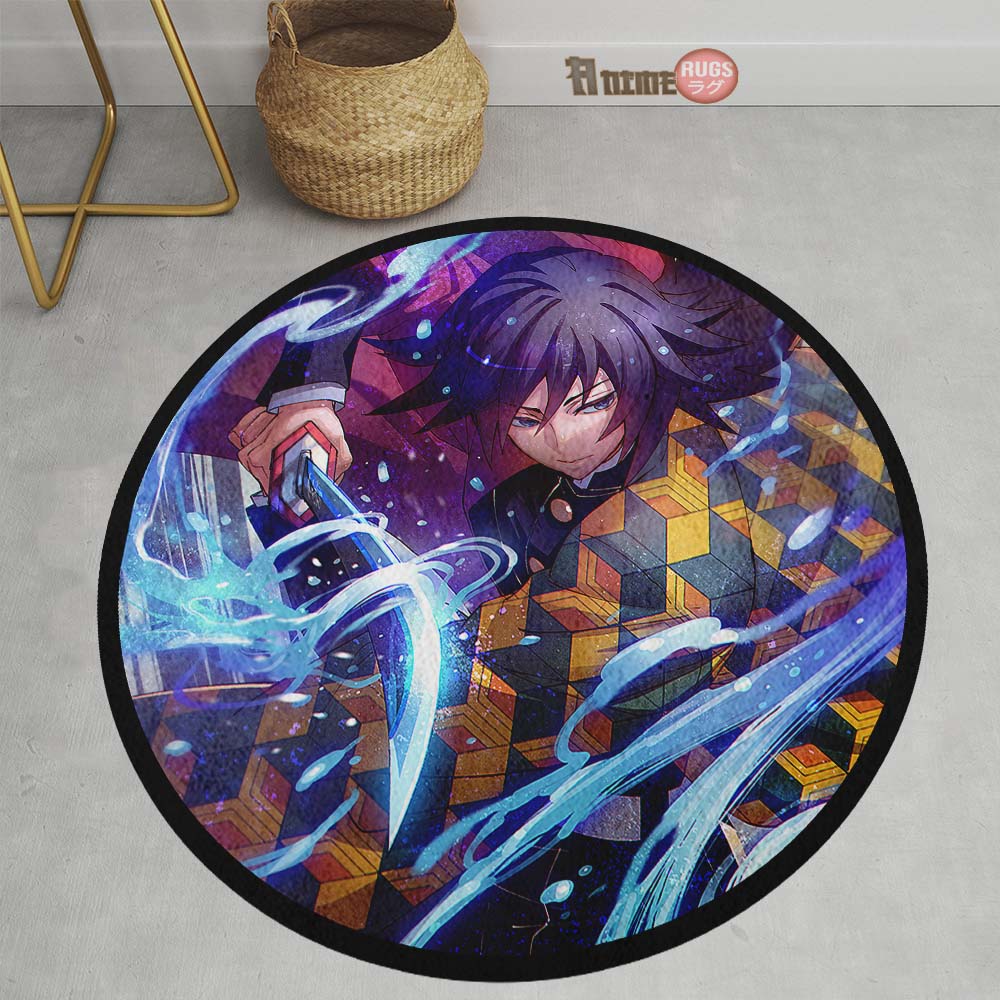 Giyuu Tomioka Round Rug Custom Demon Slayer Anime Circle Carpet-Animerugs