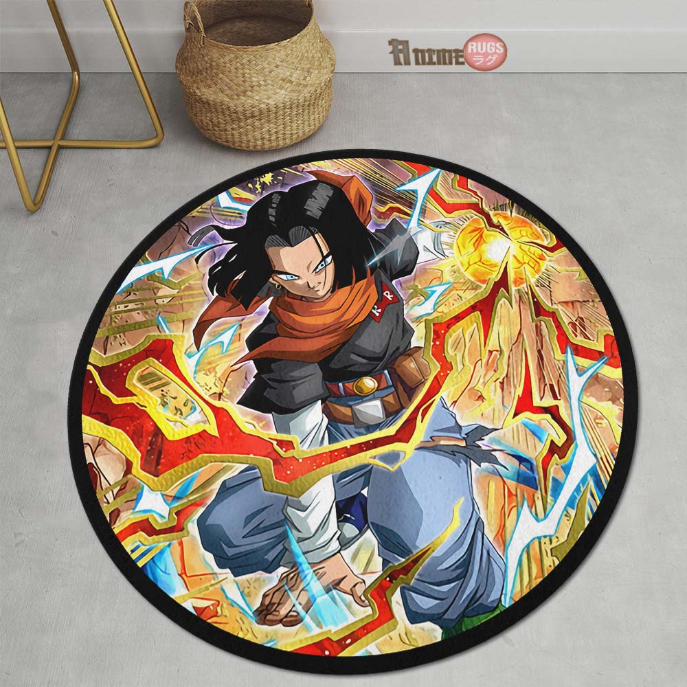 Android 17 Skill Round Rug Custom Dragon Ball Anime Circle Carpet-Animerugs