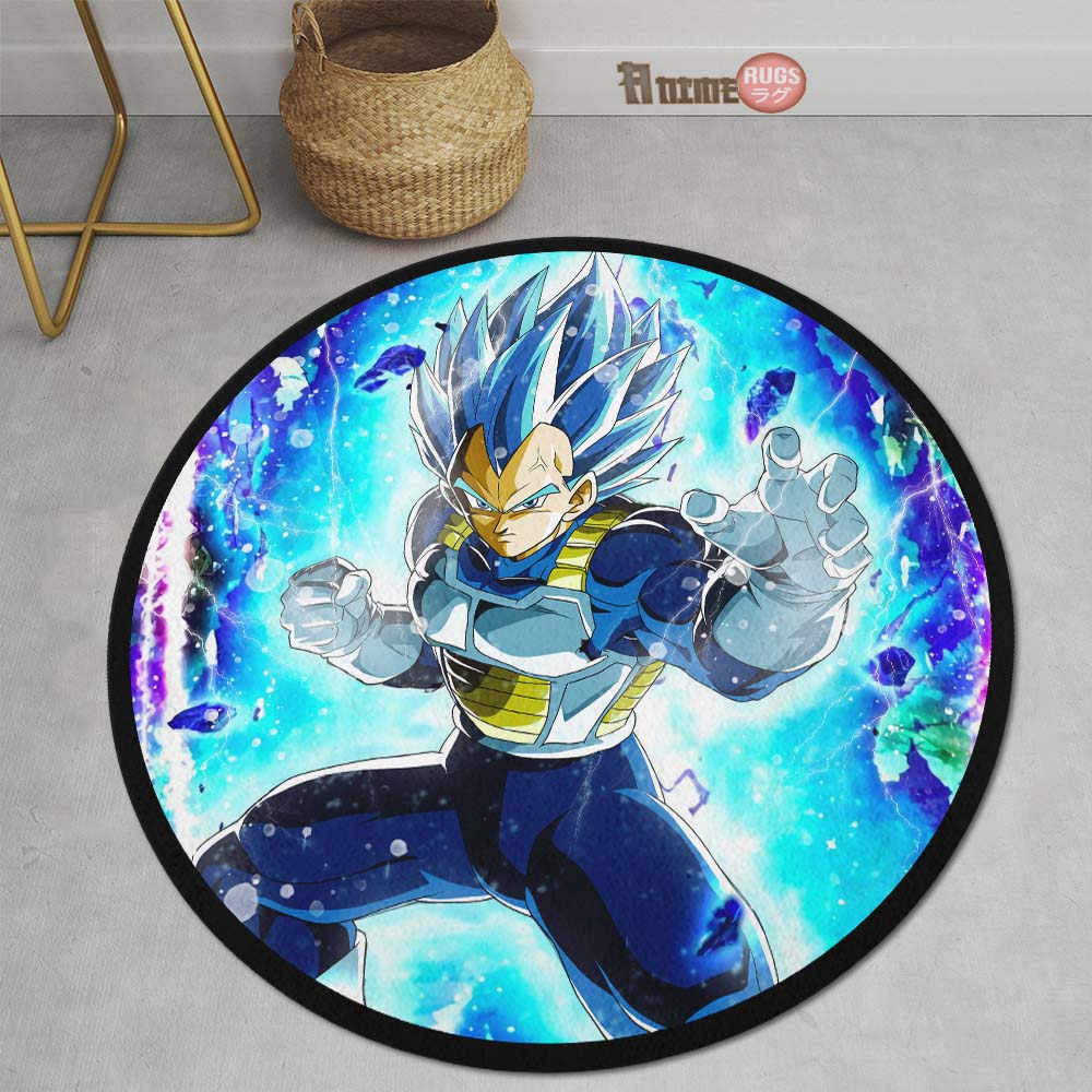 Vegeta Blue Skill Round Rug Custom Dragon Ball Anime Circle Carpet-Animerugs