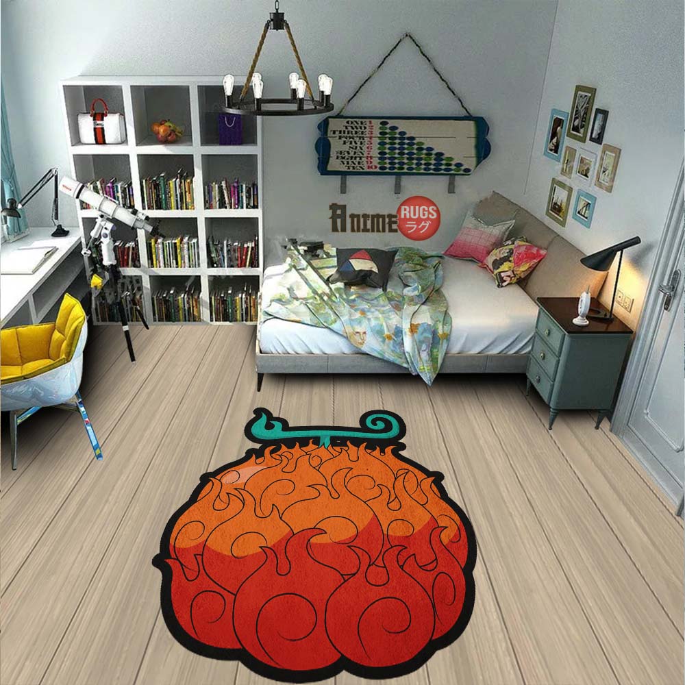 Mera Mera Shaped Rug Custom Devil Fruit One Piece Anime Room Decor-Animerugs