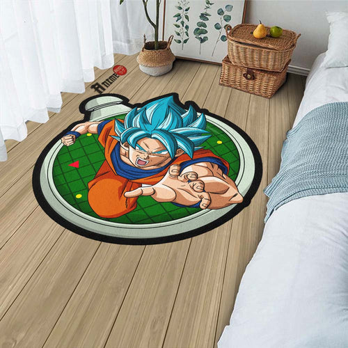 Goku Blue Shaped Rug Custom Dragon Ball Anime Room Decor-Animerugs