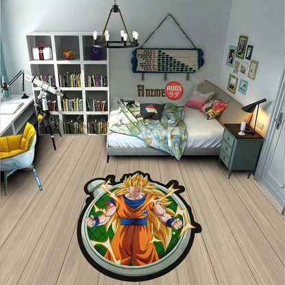 Goku Ssj Shaped Rug Custom Dragon Ball Anime Room Decor-Animerugs