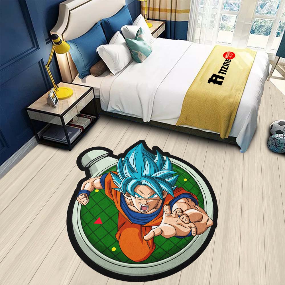 Goku Blue Shaped Rug Custom Dragon Ball Anime Room Decor-Animerugs