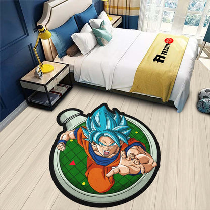 Goku Blue Shaped Rug Custom Dragon Ball Anime Room Decor-Animerugs