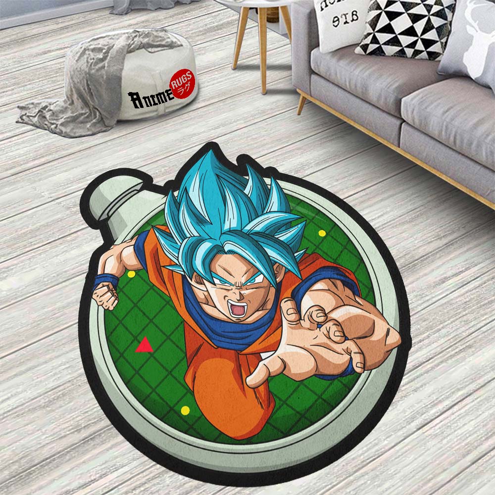 Goku Blue Shaped Rug Custom Dragon Ball Anime Room Decor-Animerugs