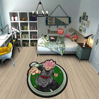 Goku Black Rose Shaped Rug Custom Dragon Ball Anime Room Decor-Animerugs