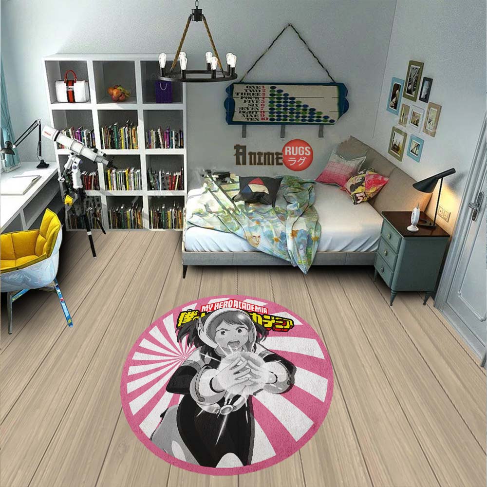 Ochako Uraraka Round Rug Custom My Hero Academia Anime Circle Carpet-Animerugs