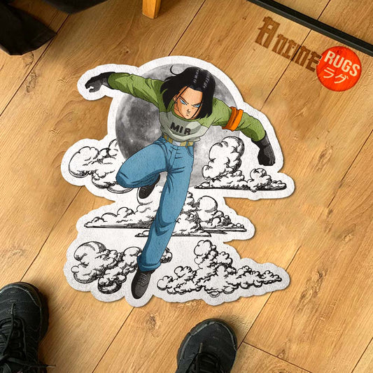 Android 17 Shaped Rug Custom Moon Clouds Dragon Ball Anime Room Decor-Animerugs
