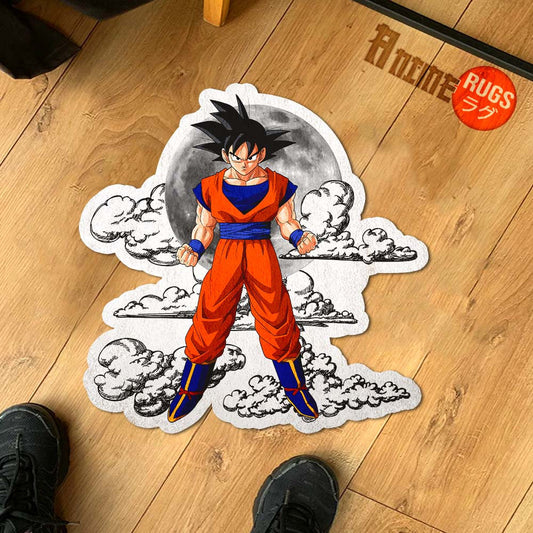 Goku Shaped Rug Custom Moon Clouds Dragon Ball Anime Room Decor-Animerugs