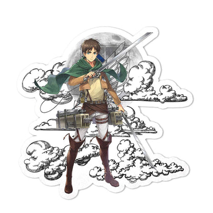 Eren Yeager Shaped Rug Custom Moon Clouds Attack On Titan Anime Room Decor-Animerugs