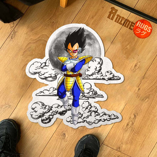 Vegeta Shaped Rug Custom Moon Clouds Dragon Ball Anime Room Decor-Animerugs