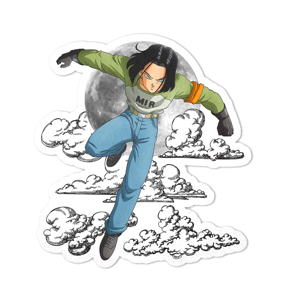Android 17 Shaped Rug Custom Moon Clouds Dragon Ball Anime Room Decor-Animerugs