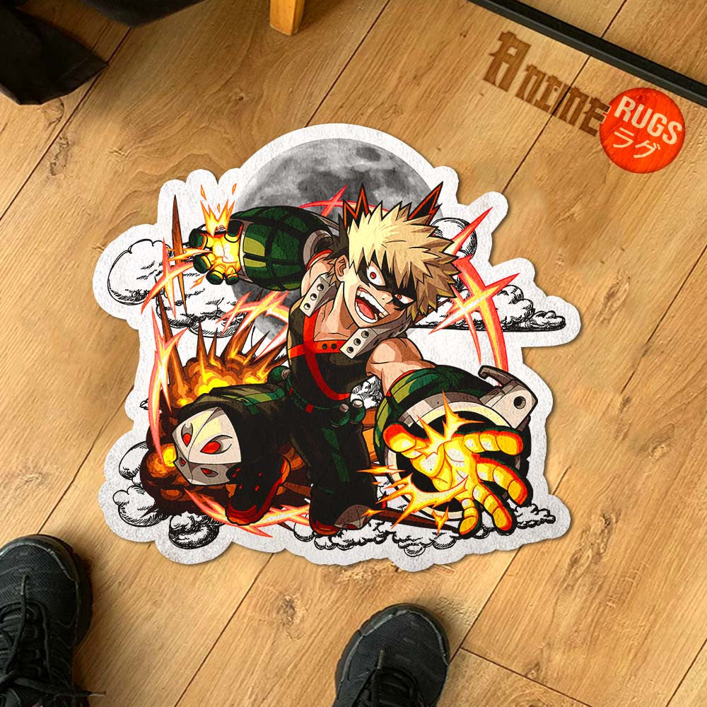 Katsuki Bakugo Shaped Rug Custom Moon Clouds My Hero Academia Anime Room Decor-Animerugs