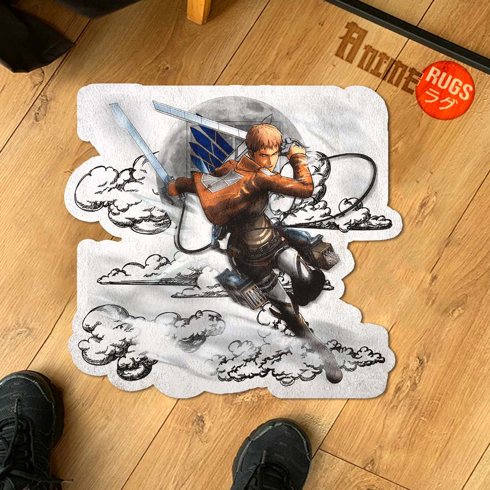 Jean Kirstein Shaped Rug Custom Moon Clouds Attack On Titan Anime Room Decor-Animerugs
