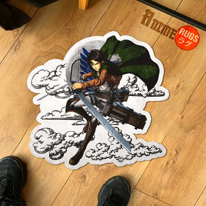 Levi Ackerman Shaped Rug Custom Moon Clouds Attack On Titan Anime Room Decor-Animerugs