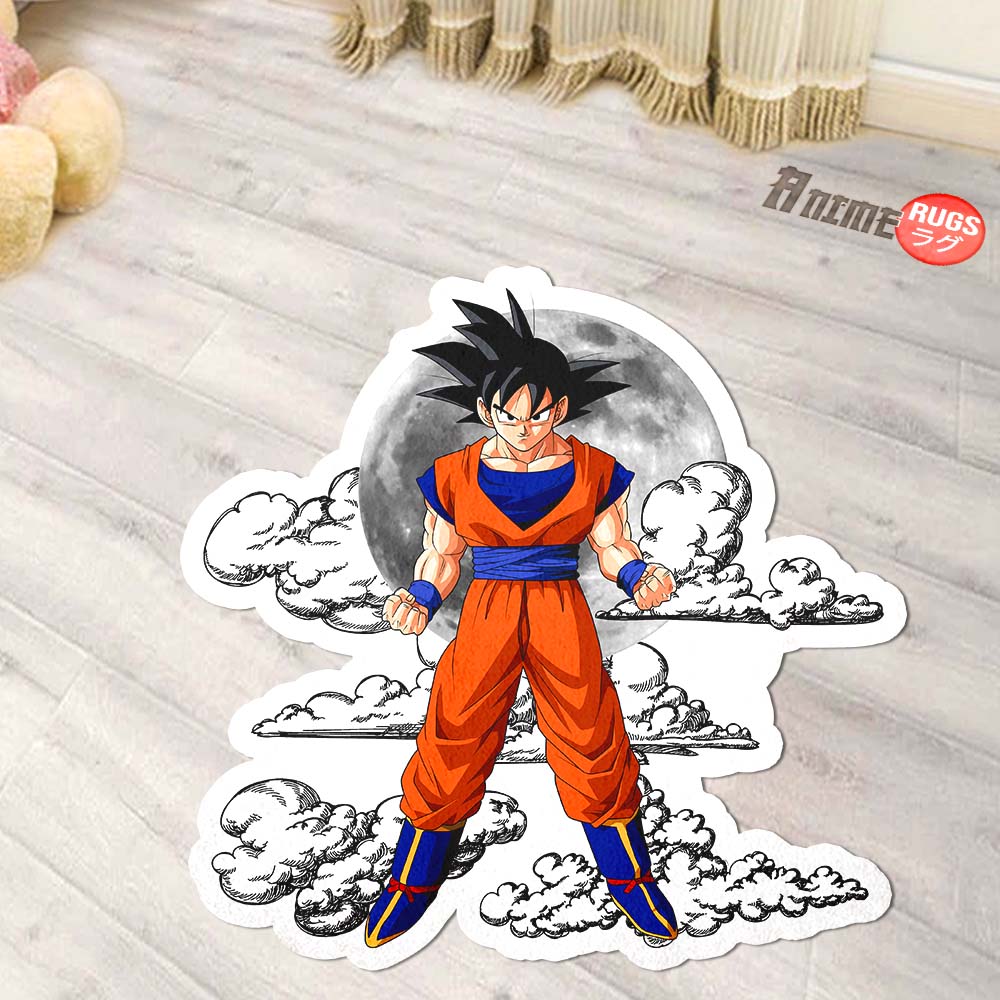 Goku Shaped Rug Custom Moon Clouds Dragon Ball Anime Room Decor-Animerugs
