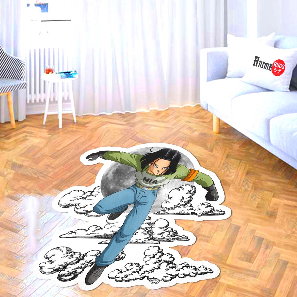 Android 17 Shaped Rug Custom Moon Clouds Dragon Ball Anime Room Decor-Animerugs