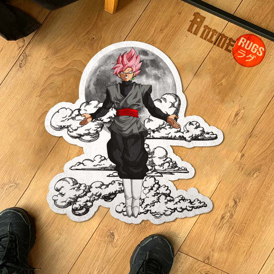 Goku Black Rose Shaped Rug Custom Moon Clouds Dragon Ball Anime Room Decor-Animerugs