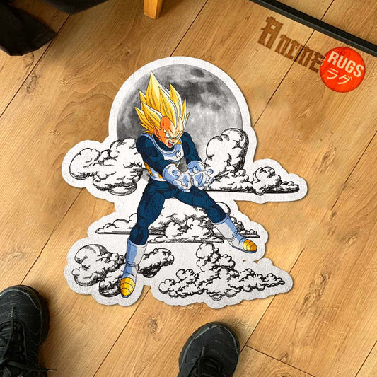 Vegeta SSJ Shaped Rug Custom Moon Clouds Dragon Ball Anime Room Decor-Animerugs