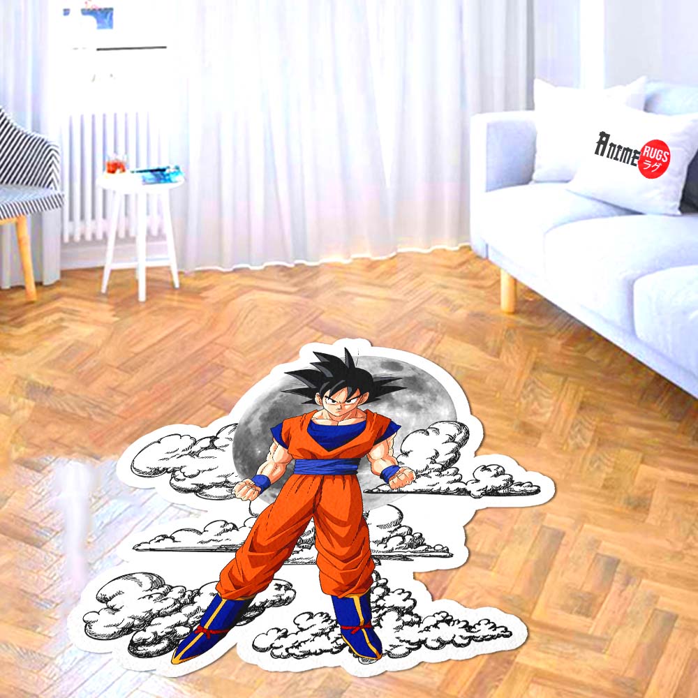 Goku Shaped Rug Custom Moon Clouds Dragon Ball Anime Room Decor-Animerugs