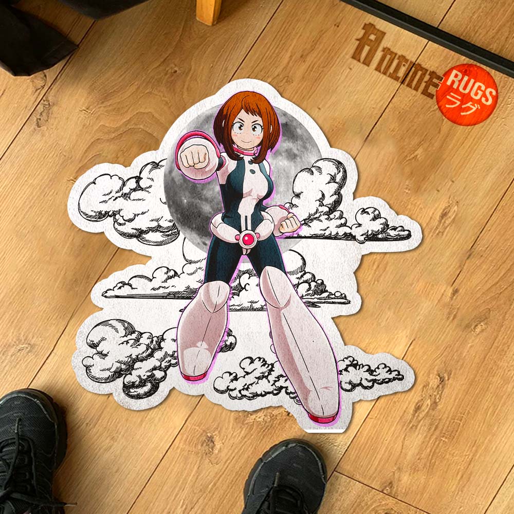Ochako Uraraka Shaped Rug Custom Moon Clouds My Hero Academia Anime Room Decor-Animerugs