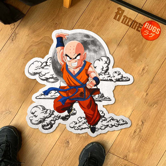 Krillin Shaped Rug Custom Moon Clouds Dragon Ball Anime Room Decor-Animerugs