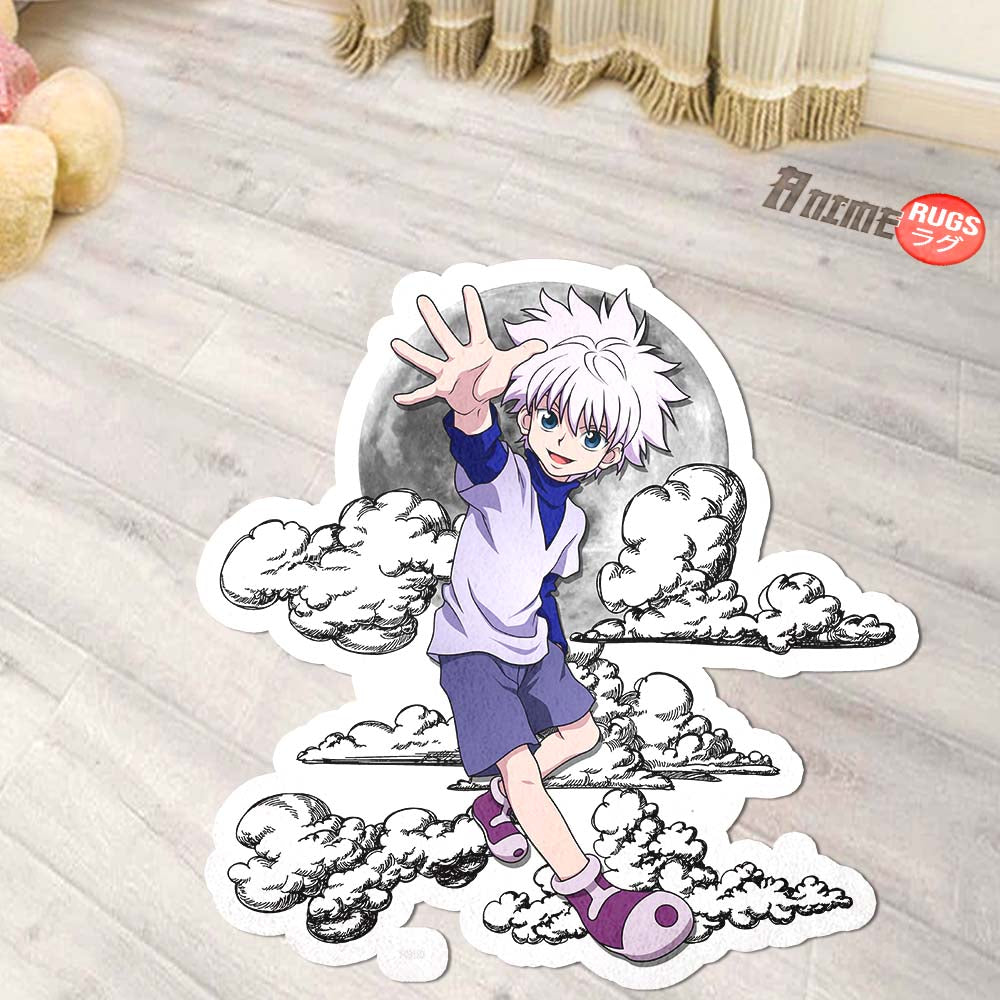 Killua Zoldyck Shaped Rug Custom Moon Clouds Hunter x Hunter Anime Room Decor-Animerugs