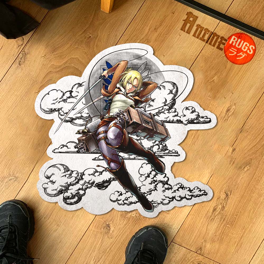 Annie Leonhart Shaped Rug Custom Moon Clouds Attack On Titan Anime Room Decor-Animerugs