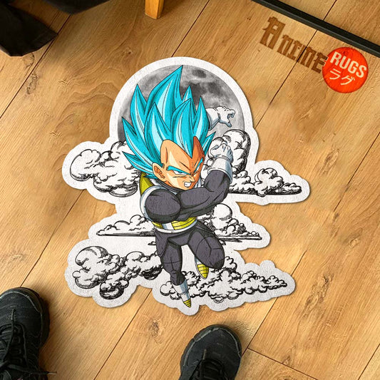 Vegeta Blue Shaped Rug Custom Moon Clouds Dragon Ball Anime Room Decor-Animerugs