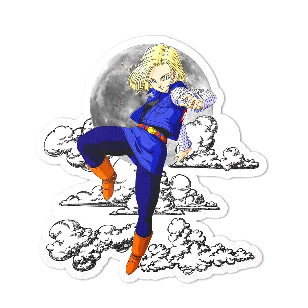 Android 18 Shaped Rug Custom Moon Clouds Dragon Ball Anime Room Decor-Animerugs