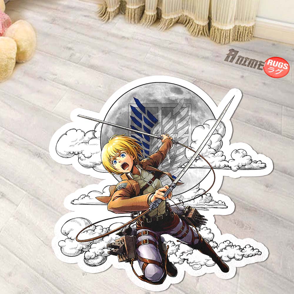 Armin Arlert Shaped Rug Custom Moon Clouds Attack On Titan Anime Room Decor-Animerugs