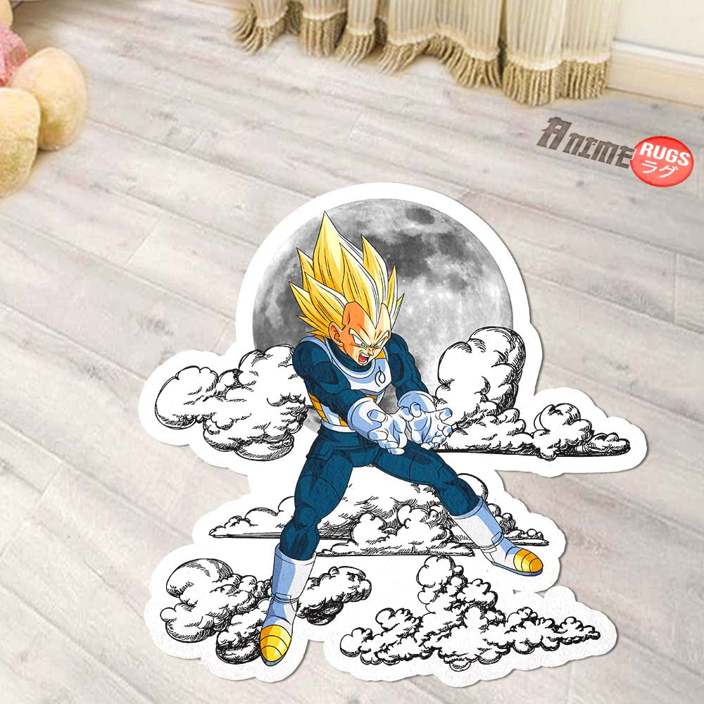Vegeta SSJ Shaped Rug Custom Moon Clouds Dragon Ball Anime Room Decor-Animerugs