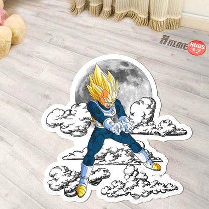Vegeta SSJ Shaped Rug Custom Moon Clouds Dragon Ball Anime Room Decor-Animerugs