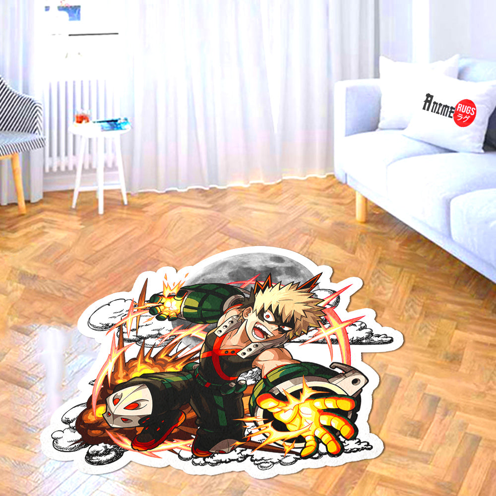 Katsuki Bakugo Shaped Rug Custom Moon Clouds My Hero Academia Anime Room Decor-Animerugs