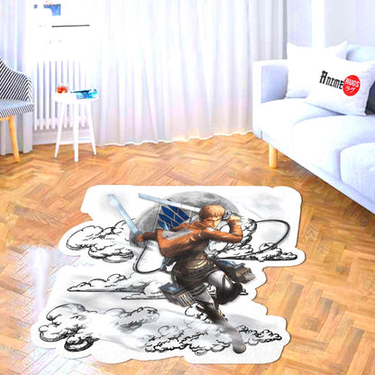 Jean Kirstein Shaped Rug Custom Moon Clouds Attack On Titan Anime Room Decor-Animerugs