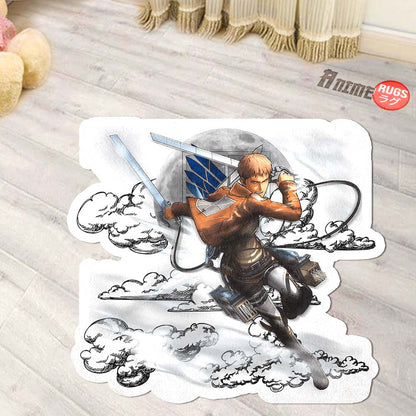Jean Kirstein Shaped Rug Custom Moon Clouds Attack On Titan Anime Room Decor-Animerugs