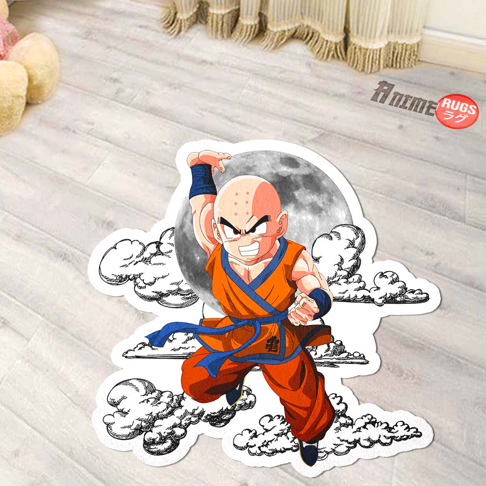 Krillin Shaped Rug Custom Moon Clouds Dragon Ball Anime Room Decor-Animerugs