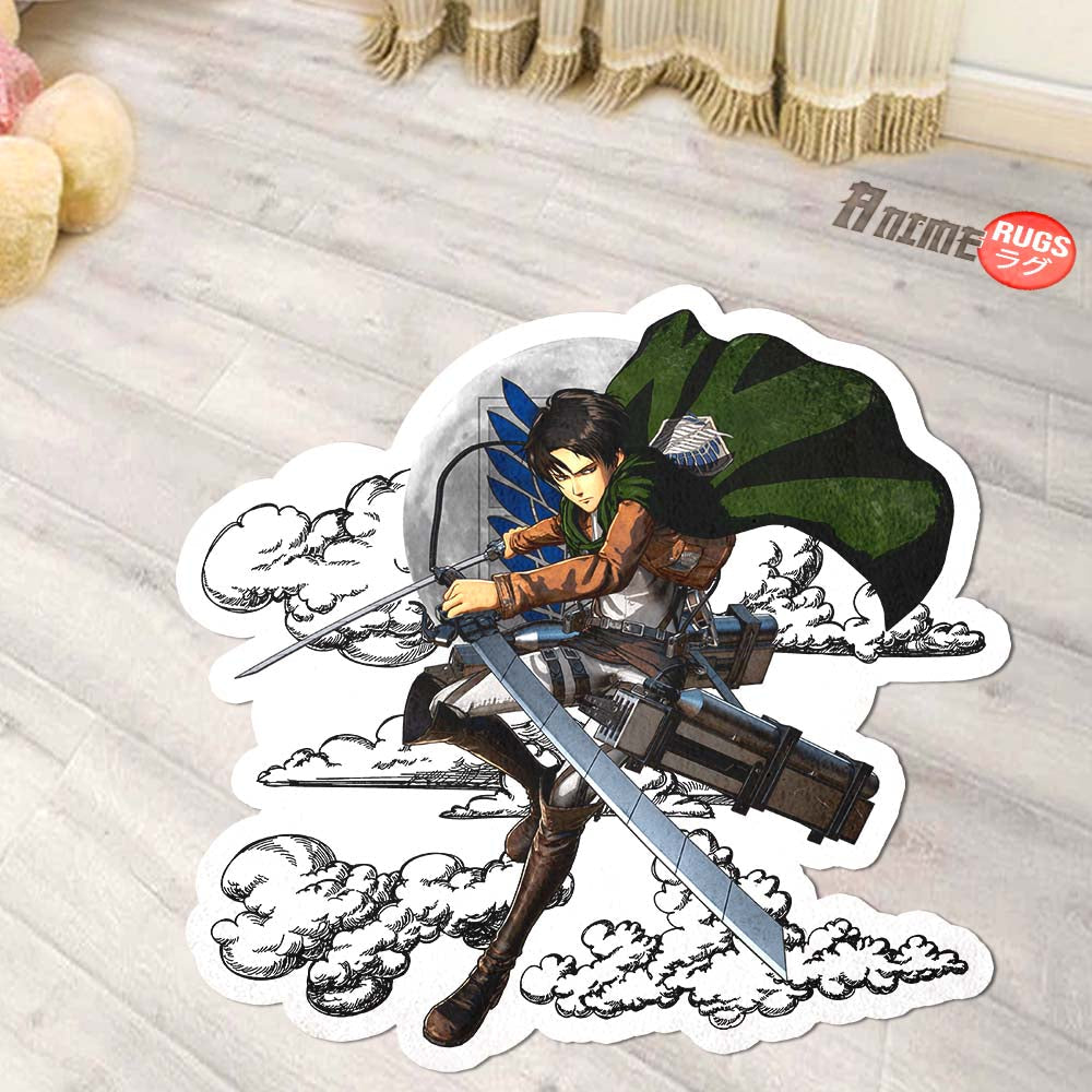 Levi Ackerman Shaped Rug Custom Moon Clouds Attack On Titan Anime Room Decor-Animerugs