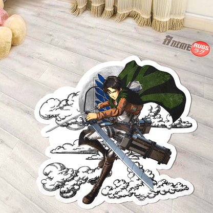 Levi Ackerman Shaped Rug Custom Moon Clouds Attack On Titan Anime Room Decor-Animerugs