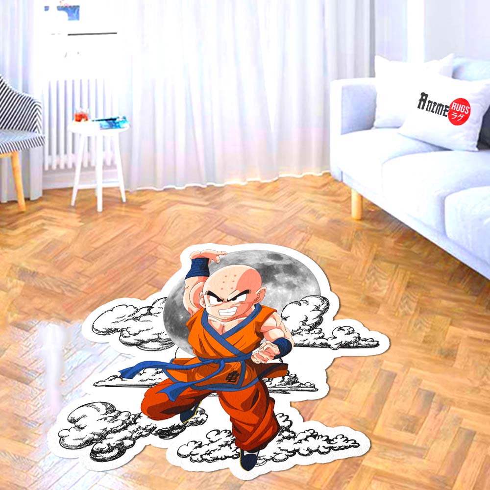 Krillin Shaped Rug Custom Moon Clouds Dragon Ball Anime Room Decor-Animerugs