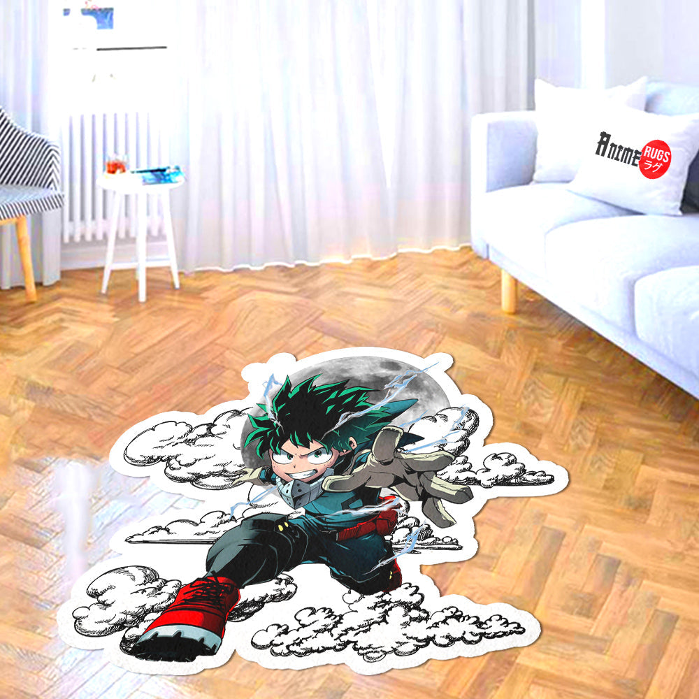 Izuku Midoriya Shaped Rug Custom Moon Clouds My Hero Academia Anime Room Decor-Animerugs