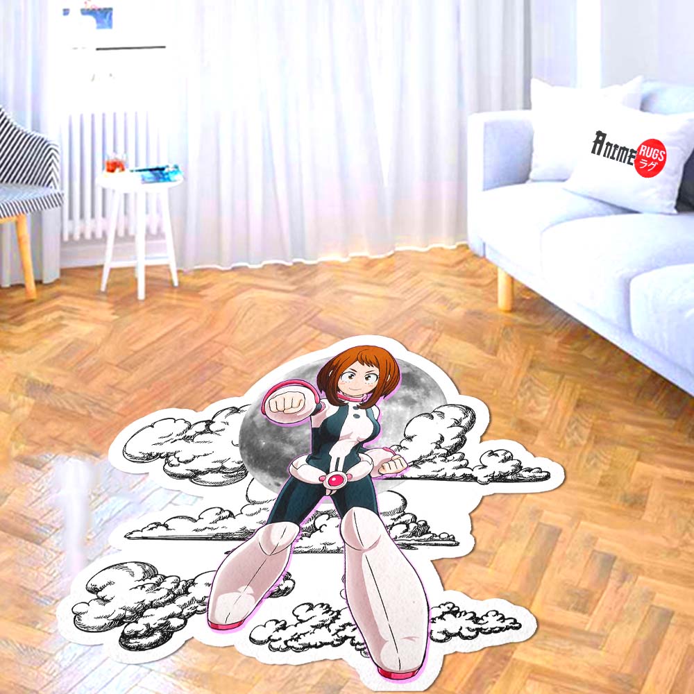 Ochako Uraraka Shaped Rug Custom Moon Clouds My Hero Academia Anime Room Decor-Animerugs
