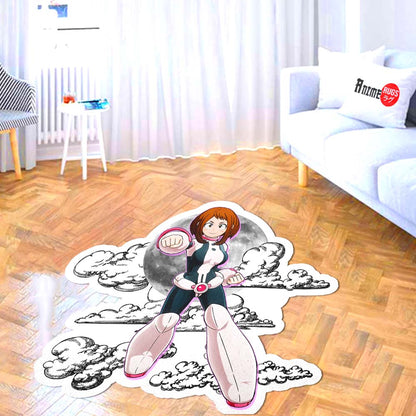Ochako Uraraka Shaped Rug Custom Moon Clouds My Hero Academia Anime Room Decor-Animerugs