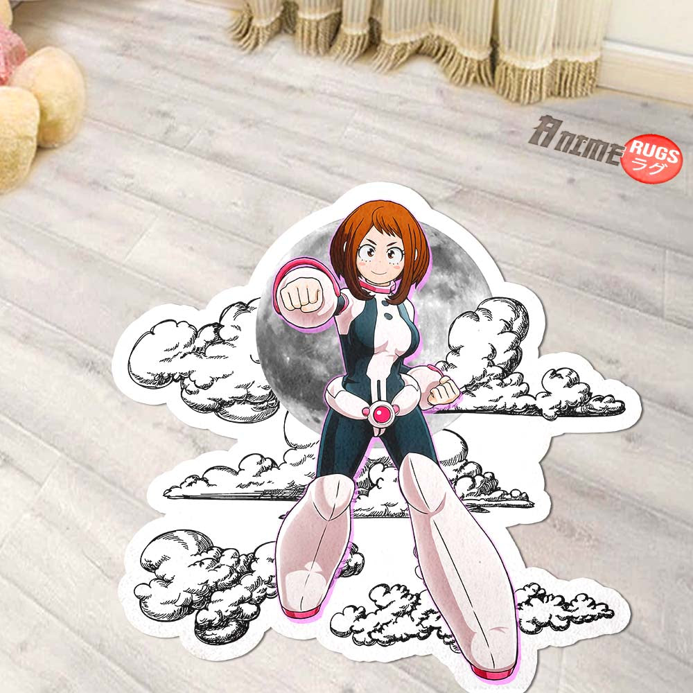 Ochako Uraraka Shaped Rug Custom Moon Clouds My Hero Academia Anime Room Decor-Animerugs