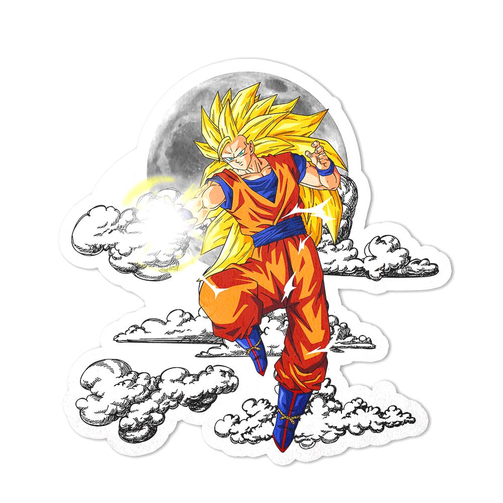 Goku SSJ Shaped Rug Custom Moon Clouds Dragon Ball Anime Room Decor-Animerugs