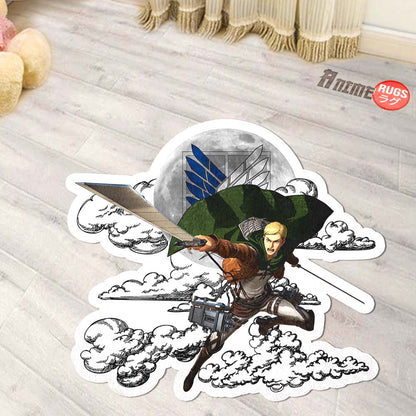 Erwin Smith Shaped Rug Custom Moon Clouds Attack On Titan Anime Room Decor-Animerugs