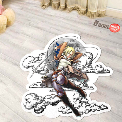 Annie Leonhart Shaped Rug Custom Moon Clouds Attack On Titan Anime Room Decor-Animerugs